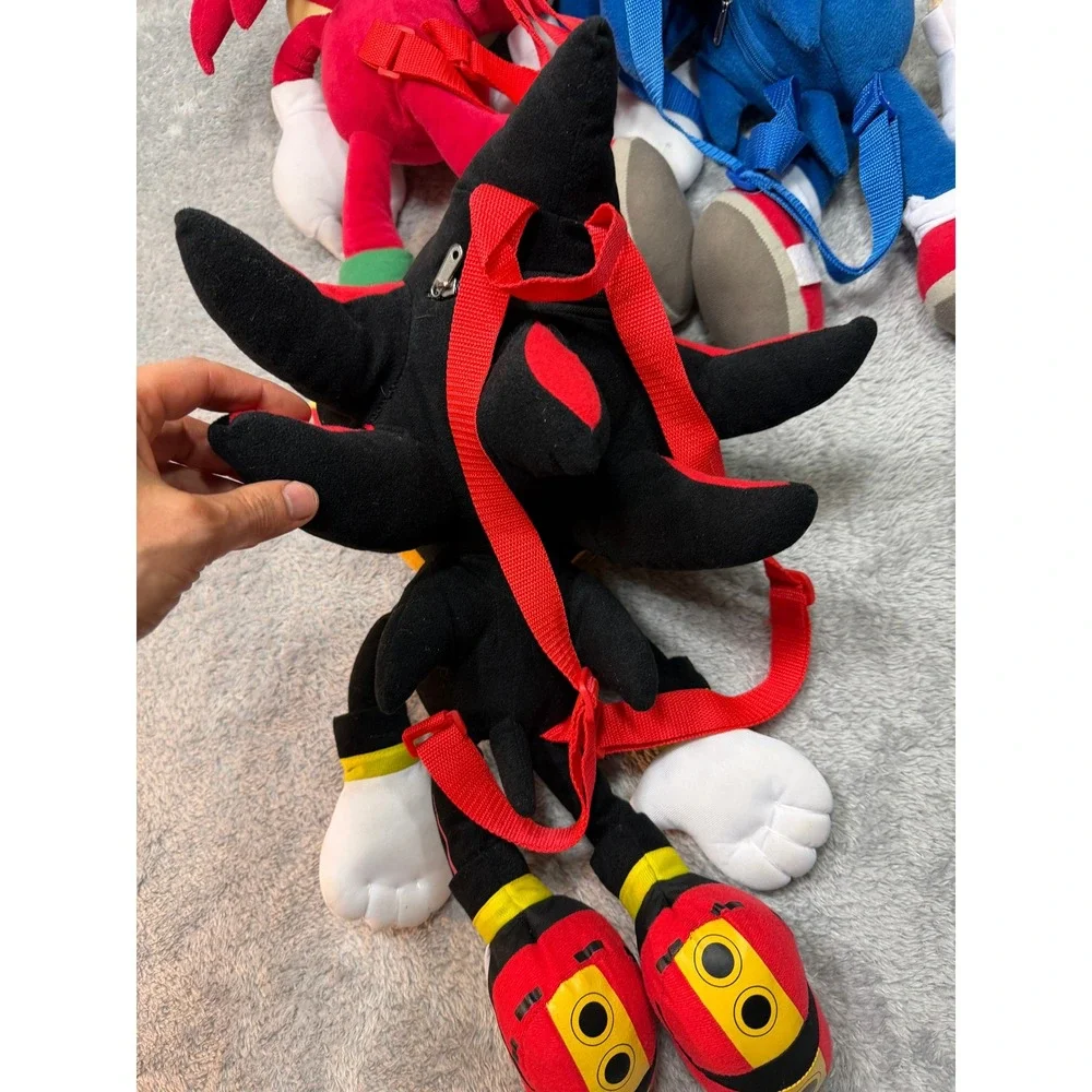 Sega Backpack Kids OS Multicolor Sonic Knuckles Shadow Plush Set of 3 Bundle